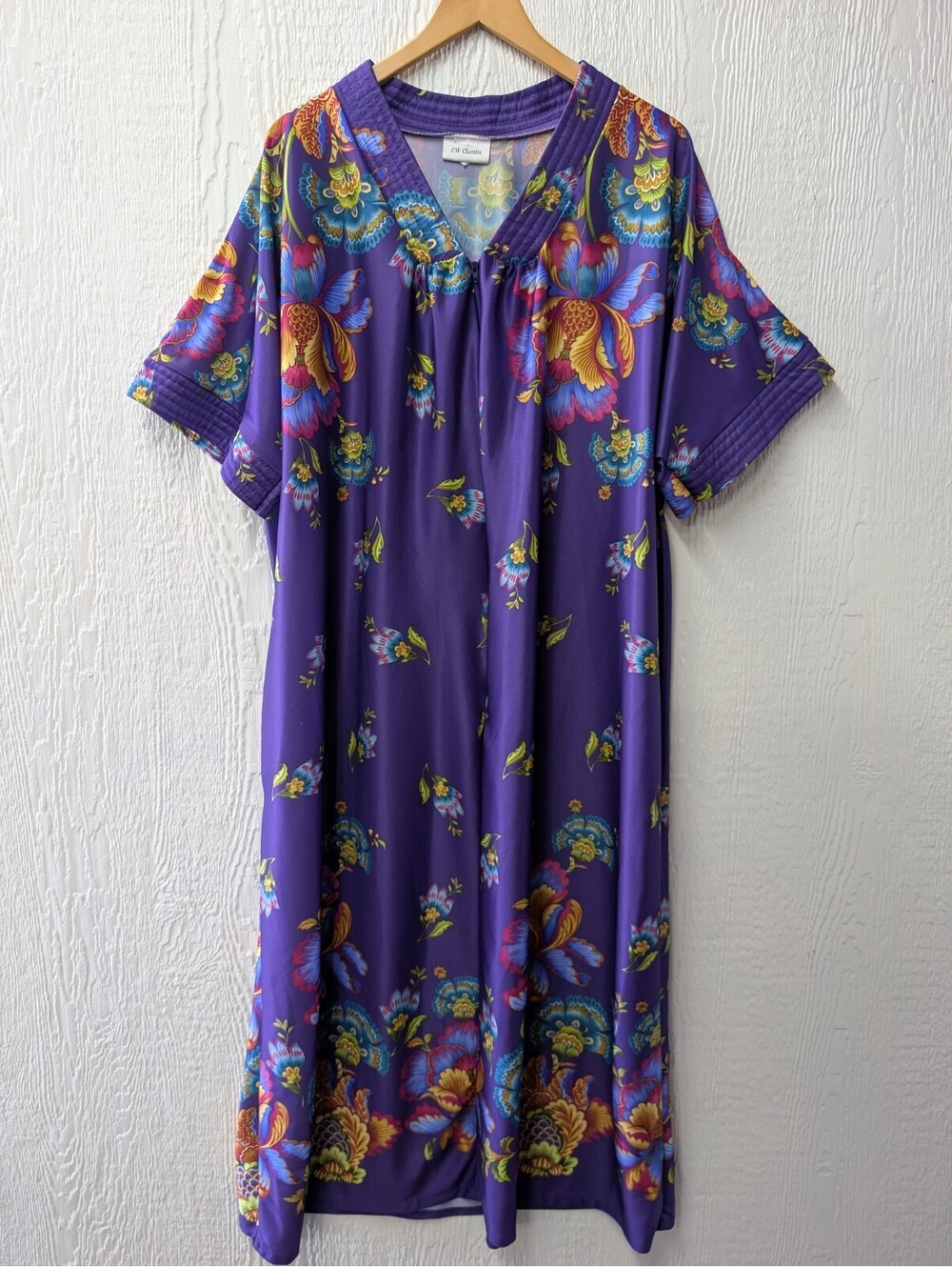 CW Classics Purple Floral Kaftan Robe House Dress Loungewear Pocket Size 2X
